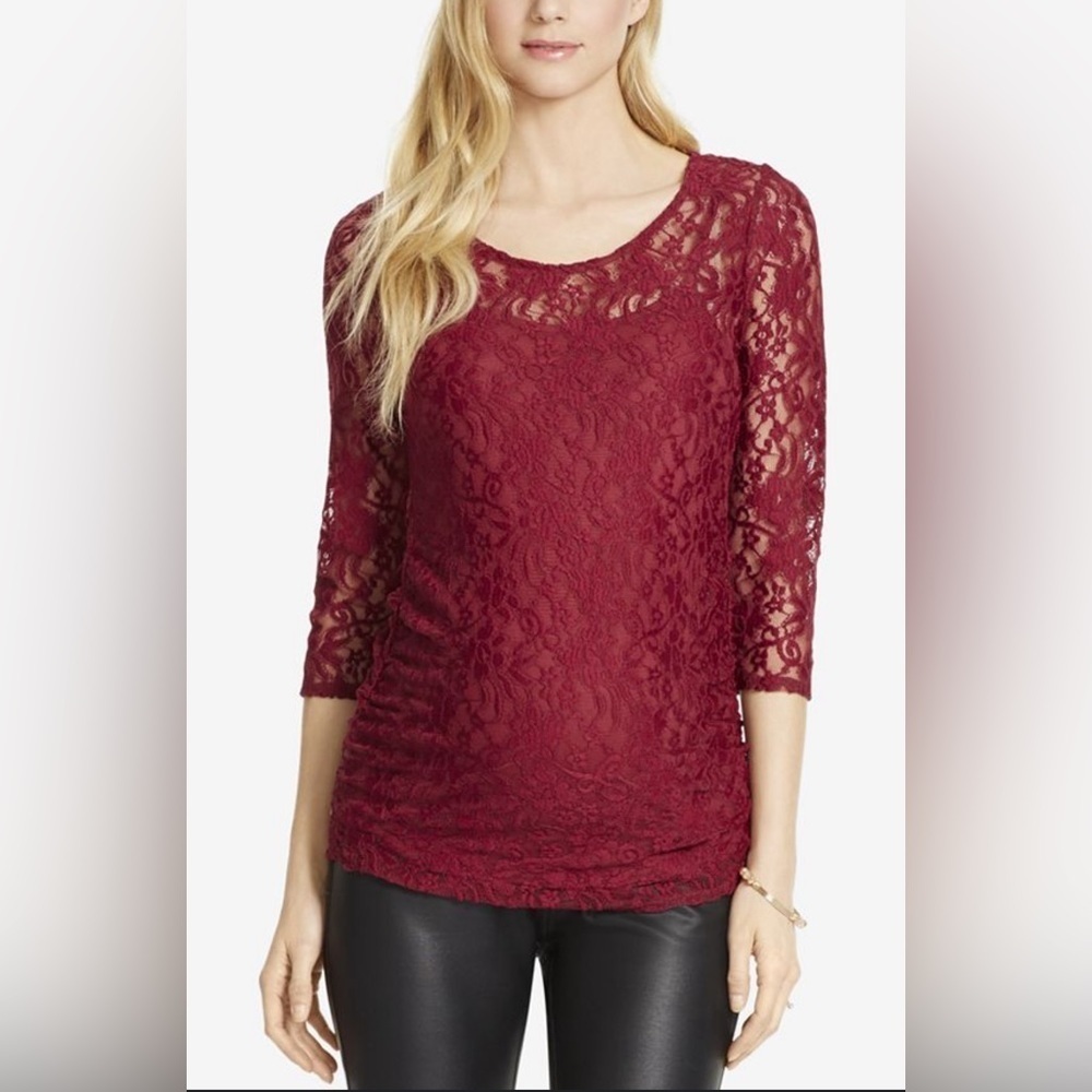 Jessica Simpson Maternity Red Lace Top 3/4 Sleeves Tank Liner Small
